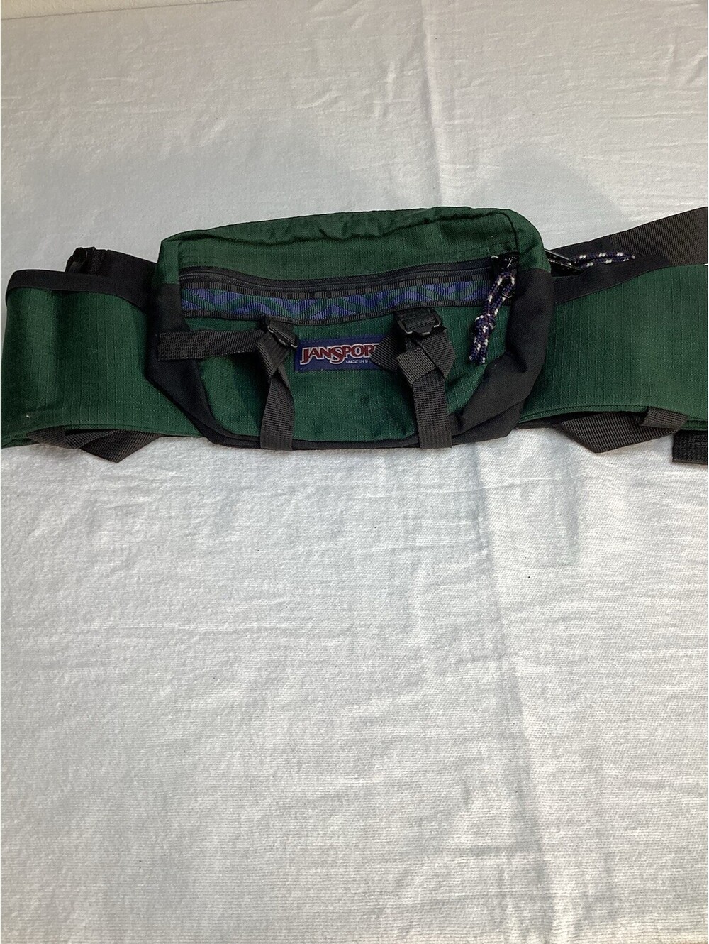 Vtg Jansport Unisex Forest Green Fanny Pack Waist Hiking Bag Water Bottle USA